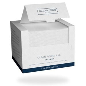 Clean Skin Club Clean Towels, 100% USDA Biobased Face Towel, Disposable Face Towelette, Makeup Remover Dry Wipes, Ultra Soft