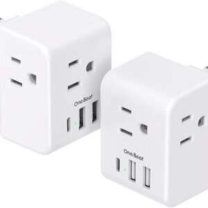 2 Pack European Travel Plug Adapter, International Power Plug Adapter with 3 Outlets 3 USB Charging Ports(1 USB C), Type C Plug Adapter